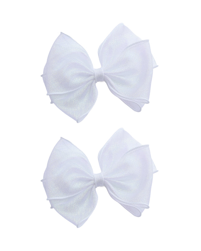 kids atelier tulleen Sparkle White Bow Hair Clip Set