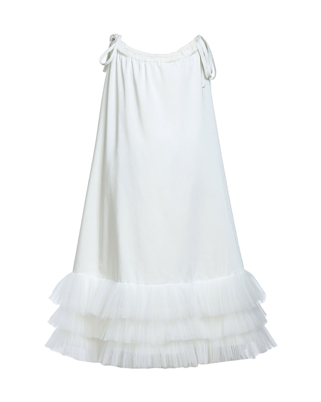 kids atelier tulleen White Kendra Ruffle Hem Tie-Strap Dress