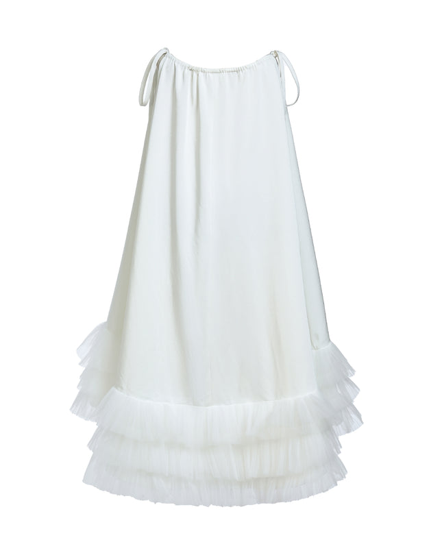 kids atelier tulleen White Kendra Ruffle Hem Tie-Strap Dress