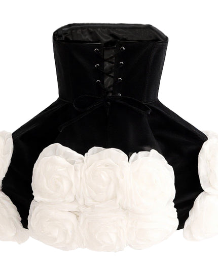 tulleen Black Almendra Floral Strapless Dress