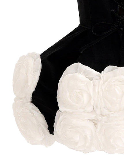 tulleen Black Almendra Floral Strapless Dress