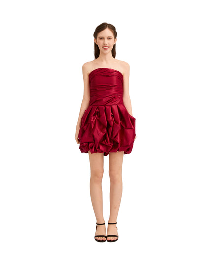kids atelier tulleen Burgundy Strapless Satin Dress
