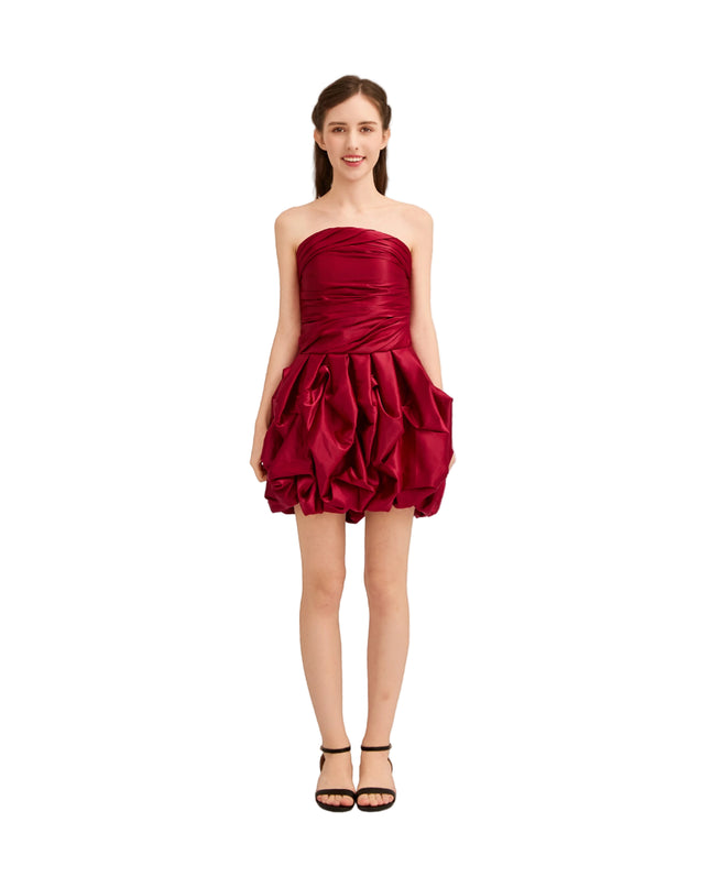 kids atelier tulleen Burgundy Strapless Satin Dress