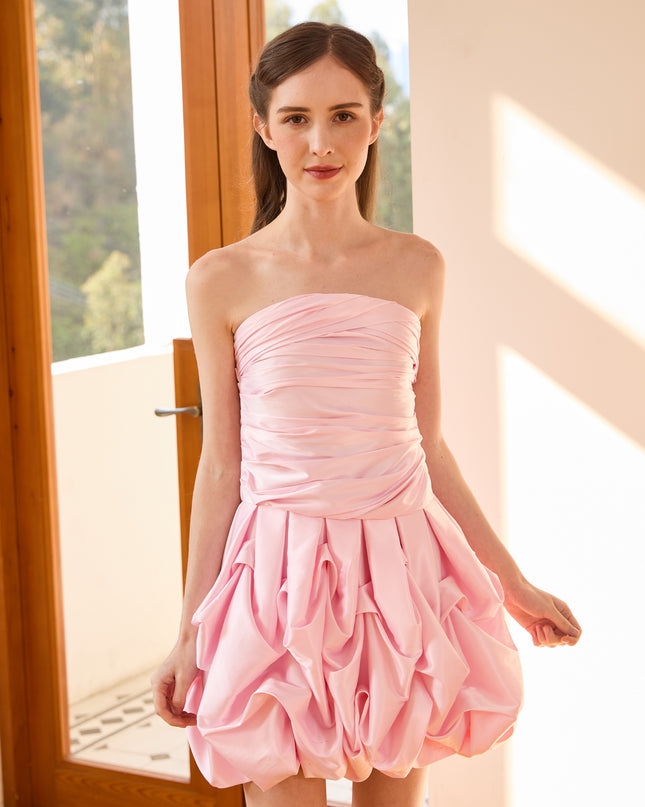 kids atelier tulleen Light Pink Strapless Satin Dress