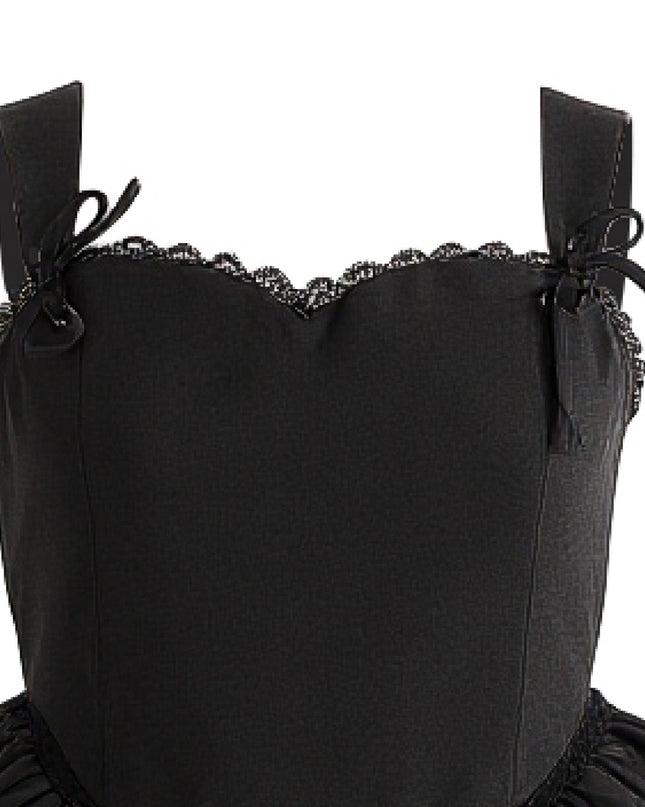 kids atelier tulleen Black Lace Trim Flared Dress