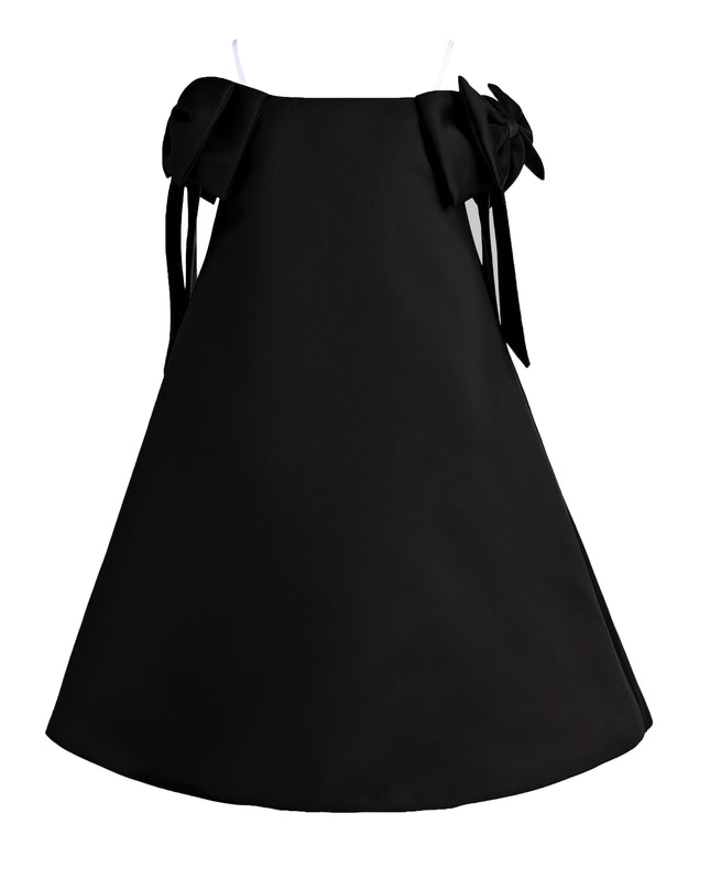 kids atelier tulleen Black Luneta Off-Shoulder Bow Dress
