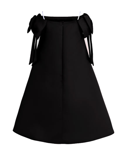 kids atelier tulleen Black Luneta Off-Shoulder Bow Dress