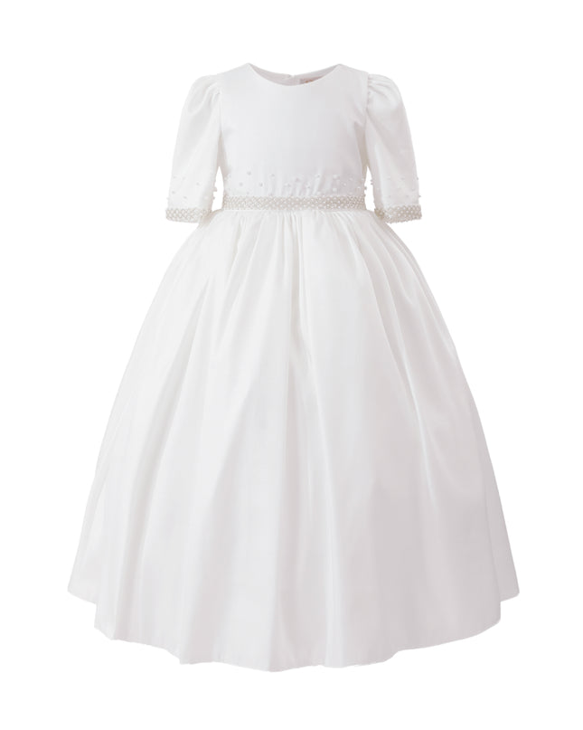 kids atelier tulleen White Vasonette Pearl-Embellished Dress