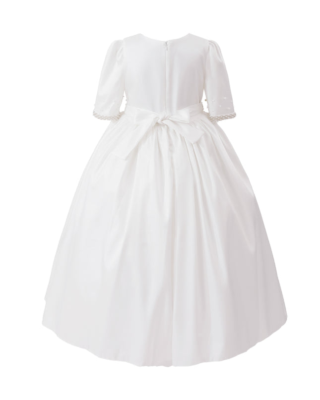 kids atelier tulleen White Vasonette Pearl-Embellished Dress