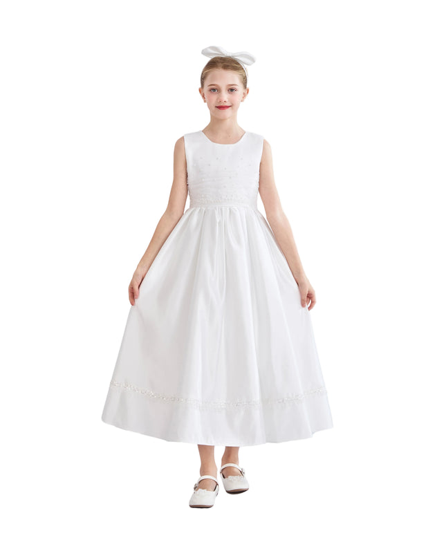 tulleen White Sylvarra Sleeveless Formal Dress with Headband