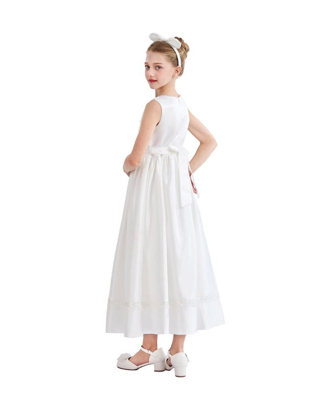 tulleen White Sylvarra Sleeveless Formal Dress with Headband