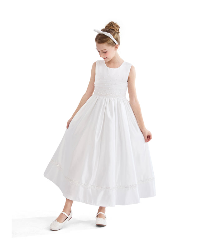tulleen White Sylvarra Sleeveless Formal Dress with Headband