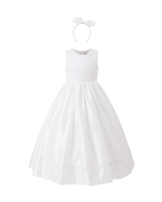 tulleen White Sylvarra Sleeveless Formal Dress with Headband