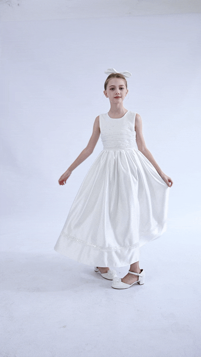 tulleen White Sylvarra Sleeveless Formal Dress with Headband