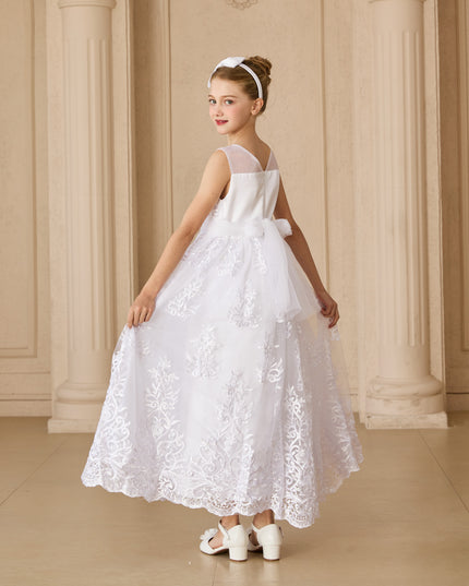 tulleen White Auresta Lace Sleeveless Dress