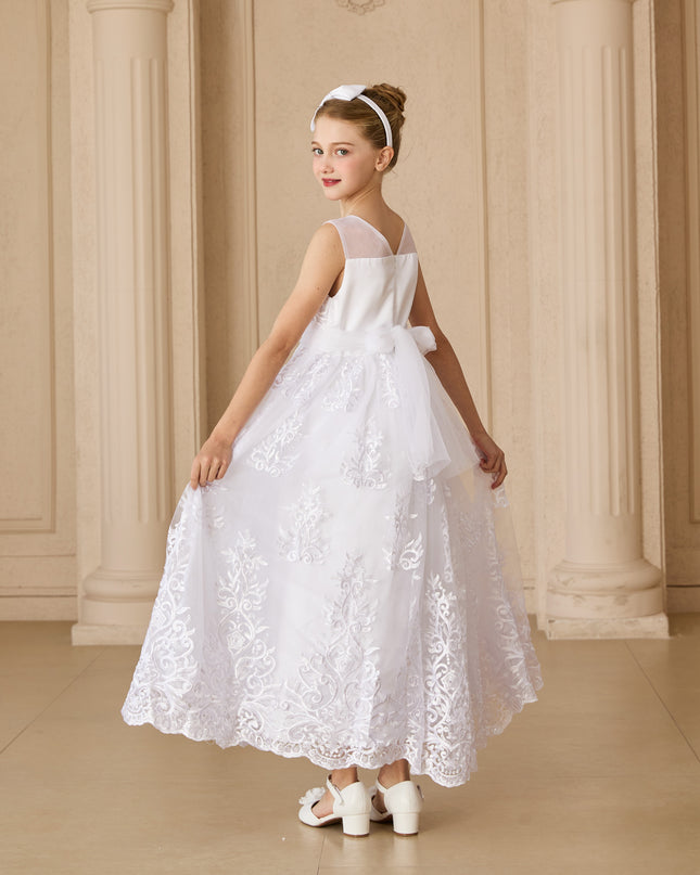 tulleen White Auresta Lace Sleeveless Dress