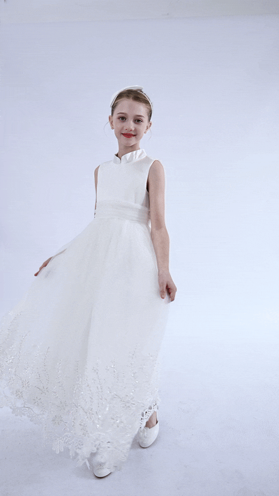 tulleen White Alvaria Sleeveless Lace Dress