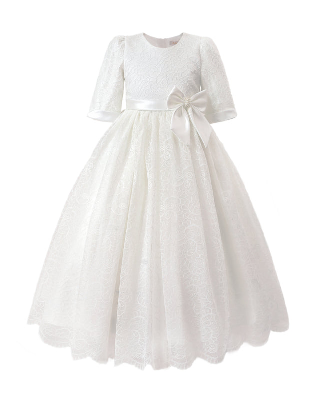 kids atelier tulleen White Shannora Puff Sleeve Formal Dress