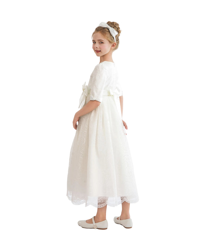 kids atelier tulleen White Shannora Puff Sleeve Formal Dress