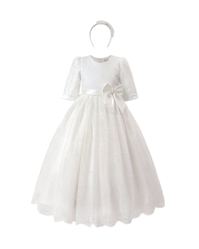kids atelier tulleen White Shannora Puff Sleeve Formal Dress