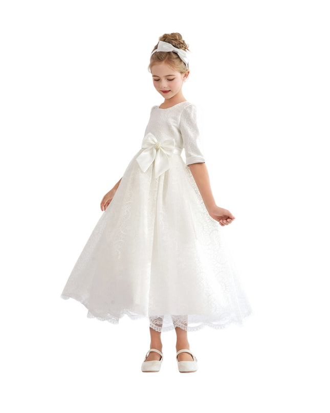 kids atelier tulleen White Shannora Puff Sleeve Formal Dress