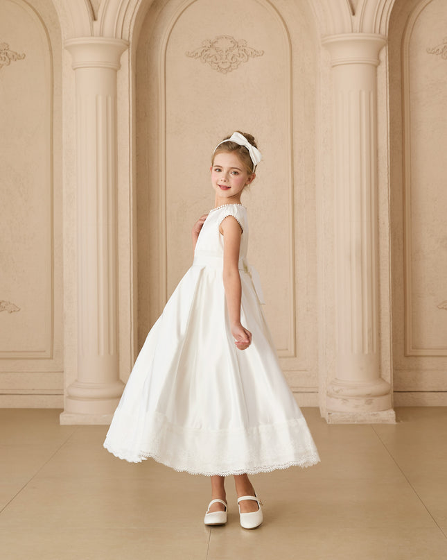 kids atelier tulleen White Pearl-Trim Havenelle Dress