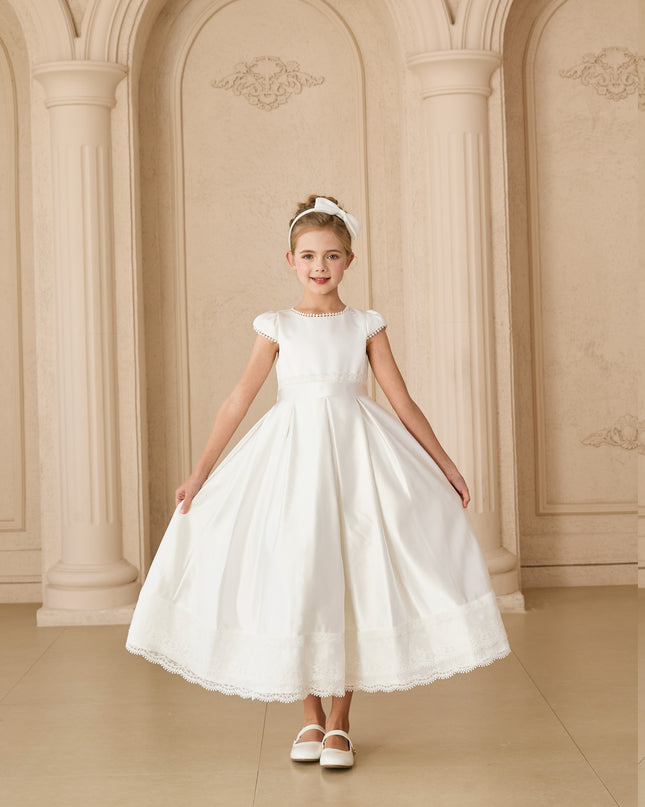 kids atelier tulleen White Pearl-Trim Havenelle Dress