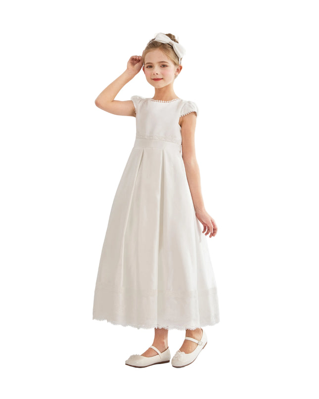 kids atelier tulleen White Pearl-Trim Havenelle Dress