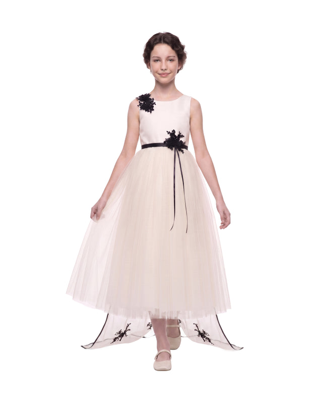 kids atelier tulleen Ivory Rosienne Tulle Overlay Floral Appliqué Dress
