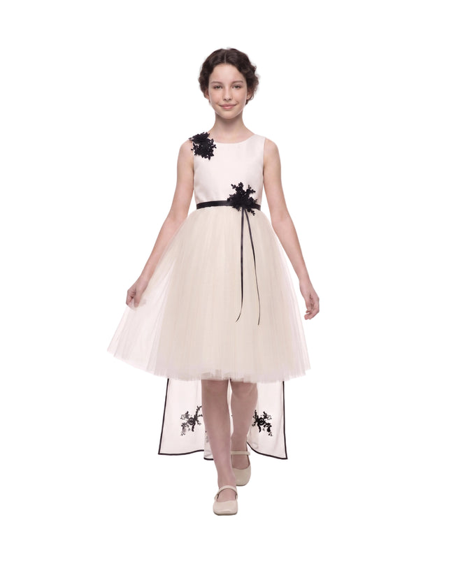 kids atelier tulleen Ivory Rosienne Tulle Overlay Floral Appliqué Dress