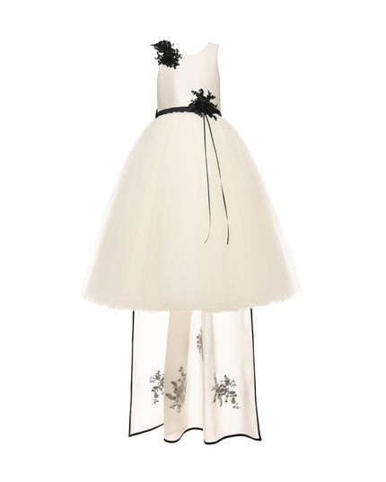 kids atelier tulleen Ivory Rosienne Tulle Overlay Floral Appliqué Dress