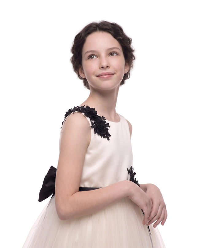 kids atelier tulleen Ivory Rosienne Tulle Overlay Floral Appliqué Dress