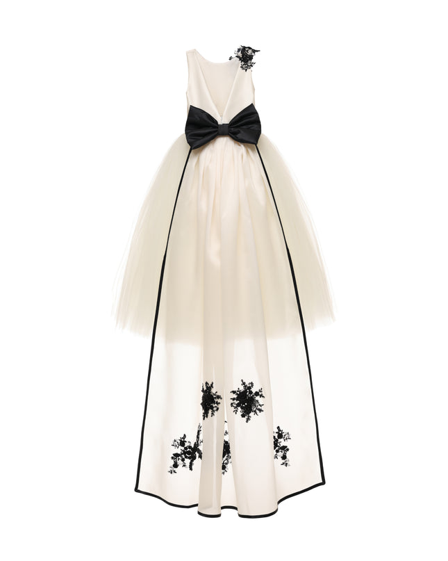 kids atelier tulleen Ivory Rosienne Tulle Overlay Floral Appliqué Dress