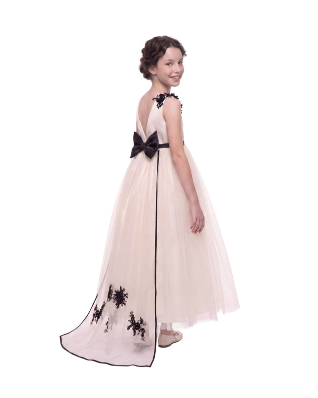 kids atelier tulleen Ivory Rosienne Tulle Overlay Floral Appliqué Dress