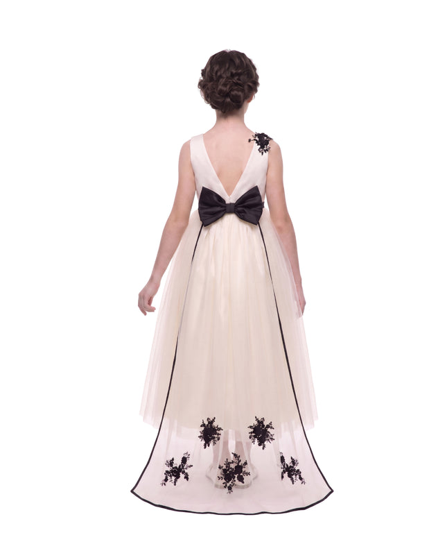 kids atelier tulleen Ivory Rosienne Tulle Overlay Floral Appliqué Dress