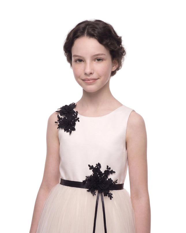 kids atelier tulleen Ivory Rosienne Tulle Overlay Floral Appliqué Dress