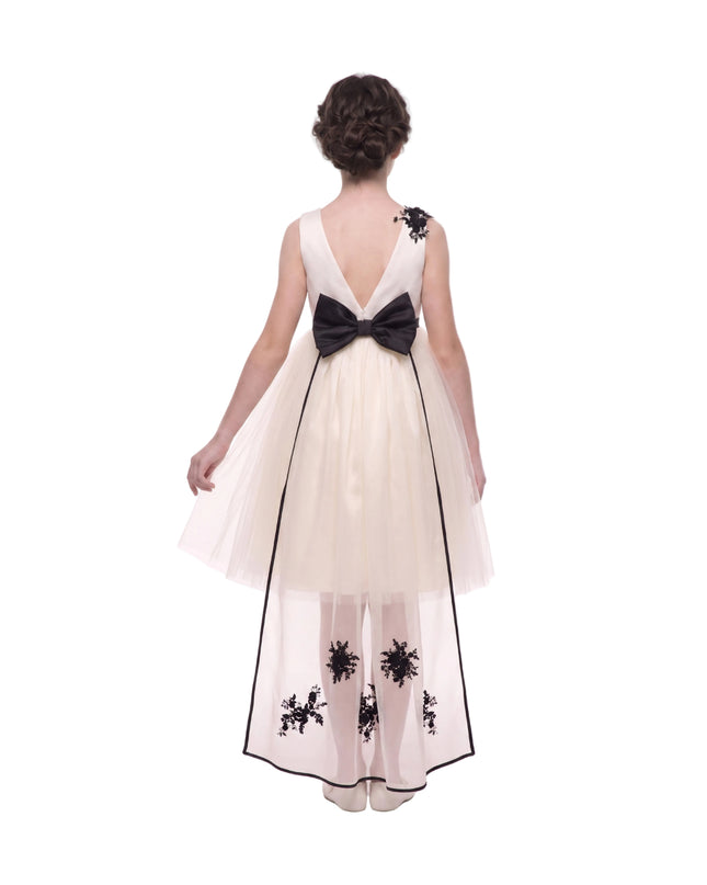 kids atelier tulleen Ivory Rosienne Tulle Overlay Floral Appliqué Dress
