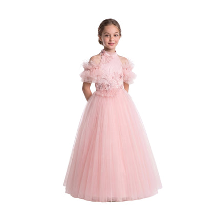kids atelier tulleen Pink Freya Lace Embellished Tulle Gown