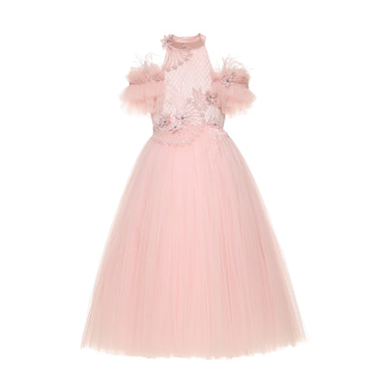 kids atelier tulleen Pink Freya Lace Embellished Tulle Gown