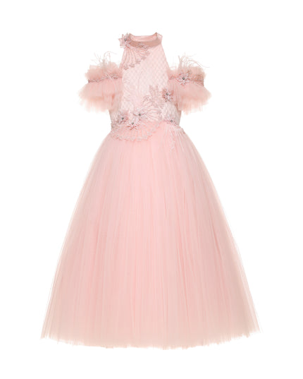 kids atelier tulleen Pink Freya Lace Embellished Tulle Gown