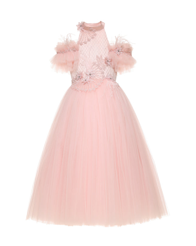 kids atelier tulleen Pink Freya Lace Embellished Tulle Gown