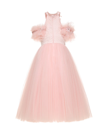 kids atelier tulleen Pink Freya Lace Embellished Tulle Gown