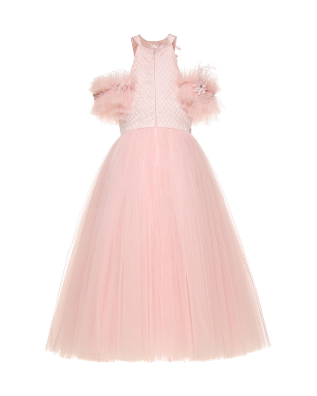 kids atelier tulleen Pink Freya Lace Embellished Tulle Gown