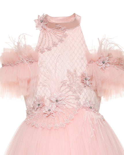 kids atelier tulleen Pink Freya Lace Embellished Tulle Gown