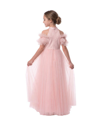 kids atelier tulleen Pink Freya Lace Embellished Tulle Gown