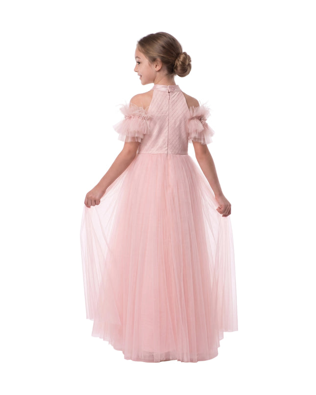 kids atelier tulleen Pink Freya Lace Embellished Tulle Gown