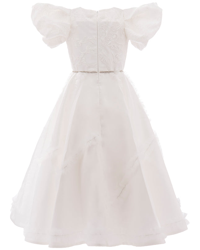 kids atelier tulleen White Raineri Gem Shimmer Overlay Dress