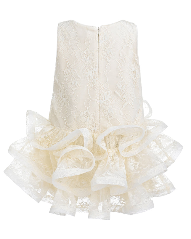 kids atelier tulleen Cream Yelena Lace Ruffle Dress