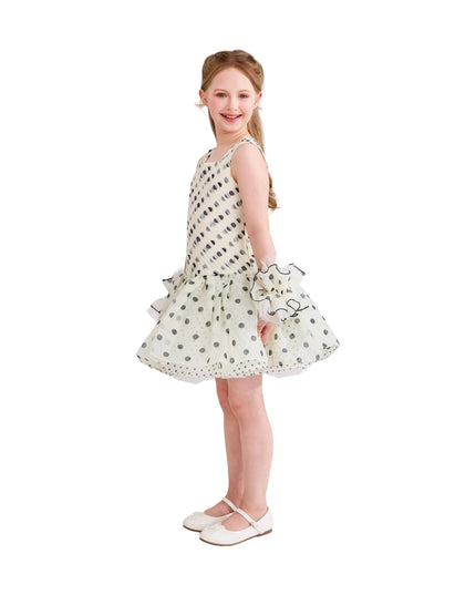 kids atelier tulleen White Calivra Polka Dot Dress