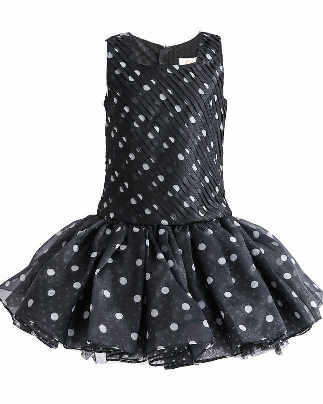 kids atelier tulleen Black Calivra Polka Dot Dress